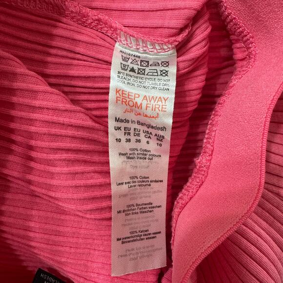 Boohoo Pink Ribbed High Waisted Wide Leg Pants Flare Size 6 (US) - Picture 5 of 7